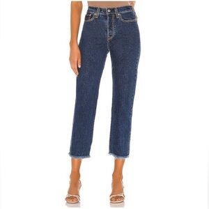 Levi's Premium Wedgie Straight Buttonfly Crop Raw Hem Women's Jeans size READ